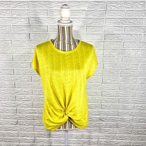 Lou & Grey for LOFT Sheer Yellow Tie Front Top